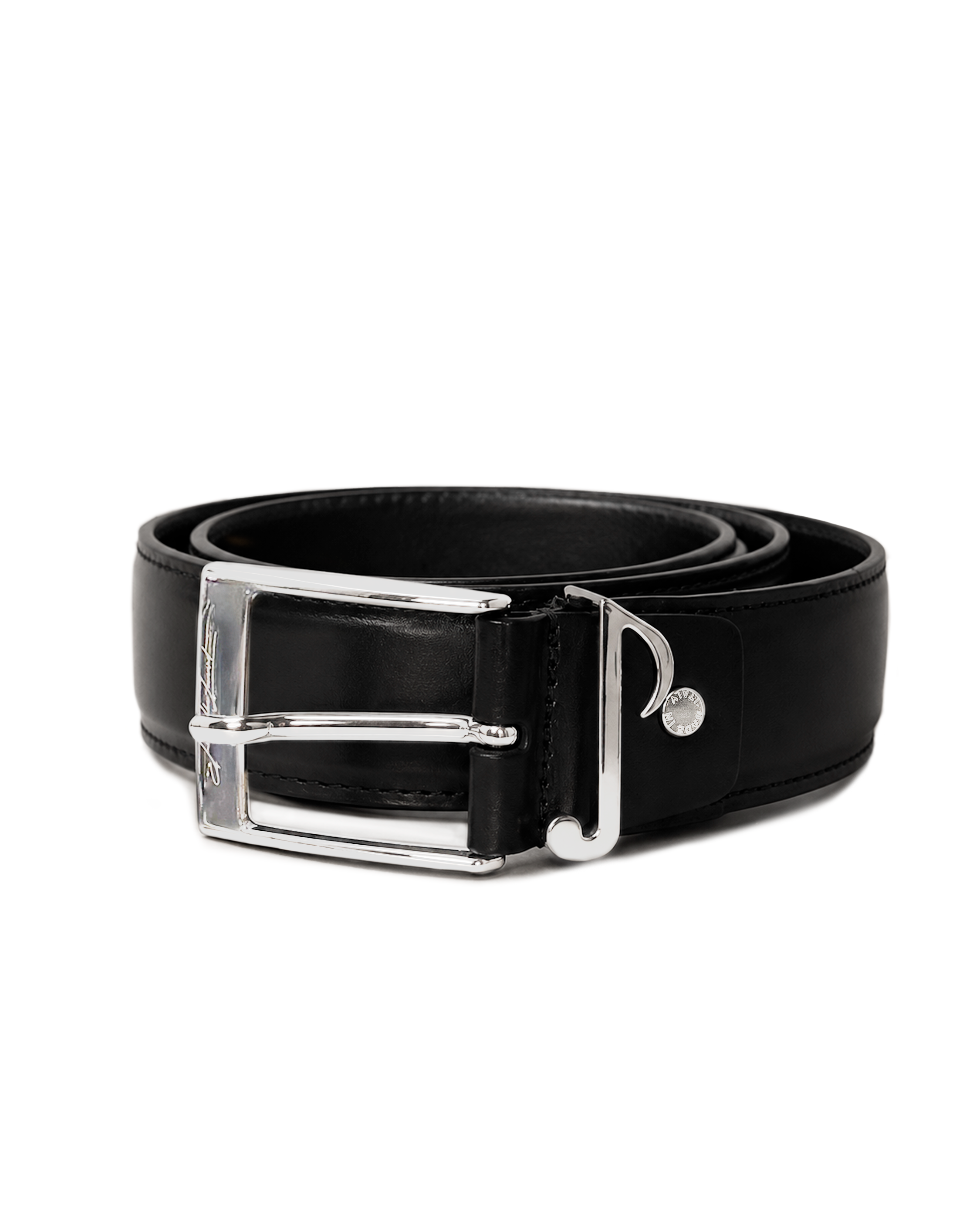 Music Note Motif Belt in Black Leather