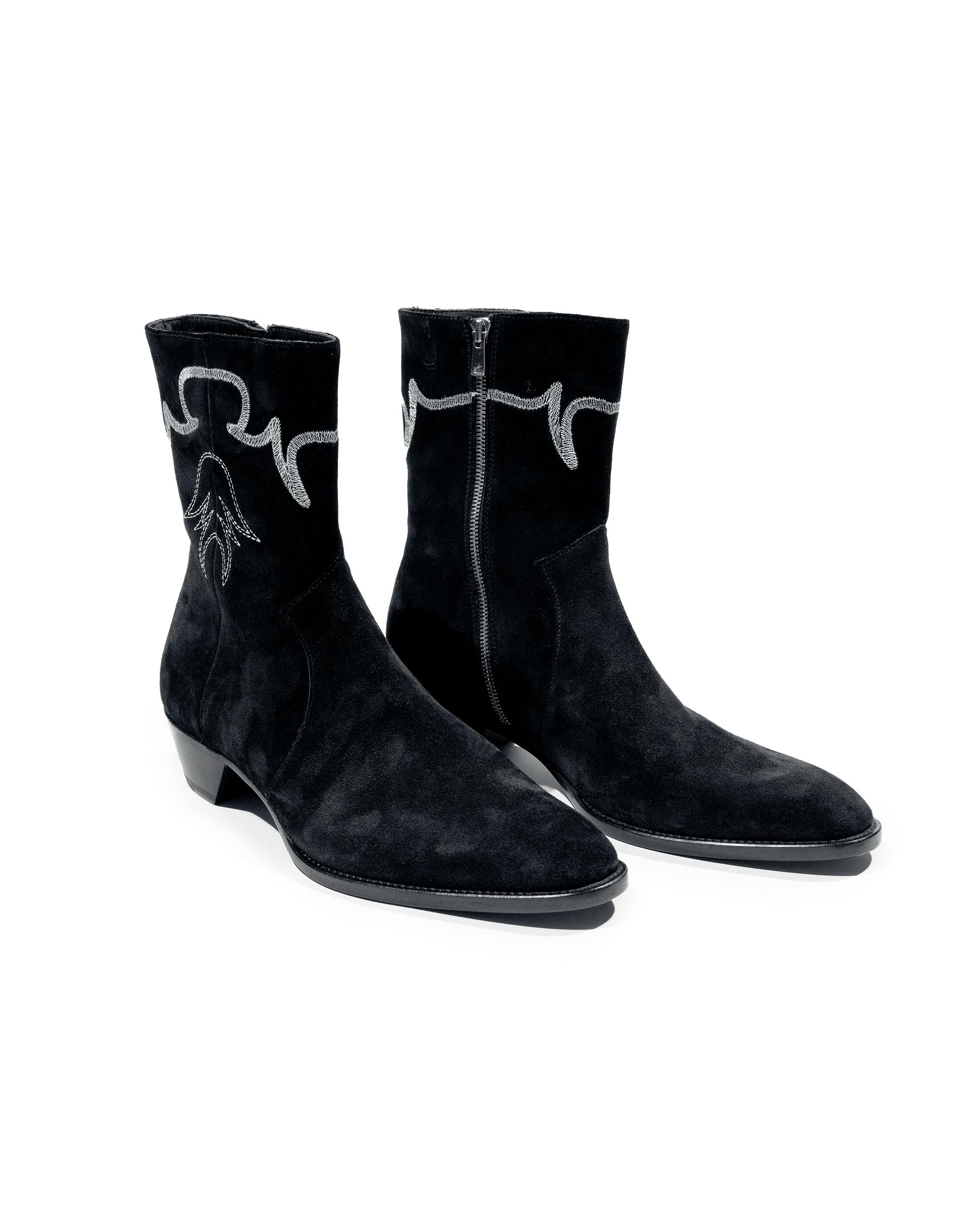 JJL Western Boots in Black Suede