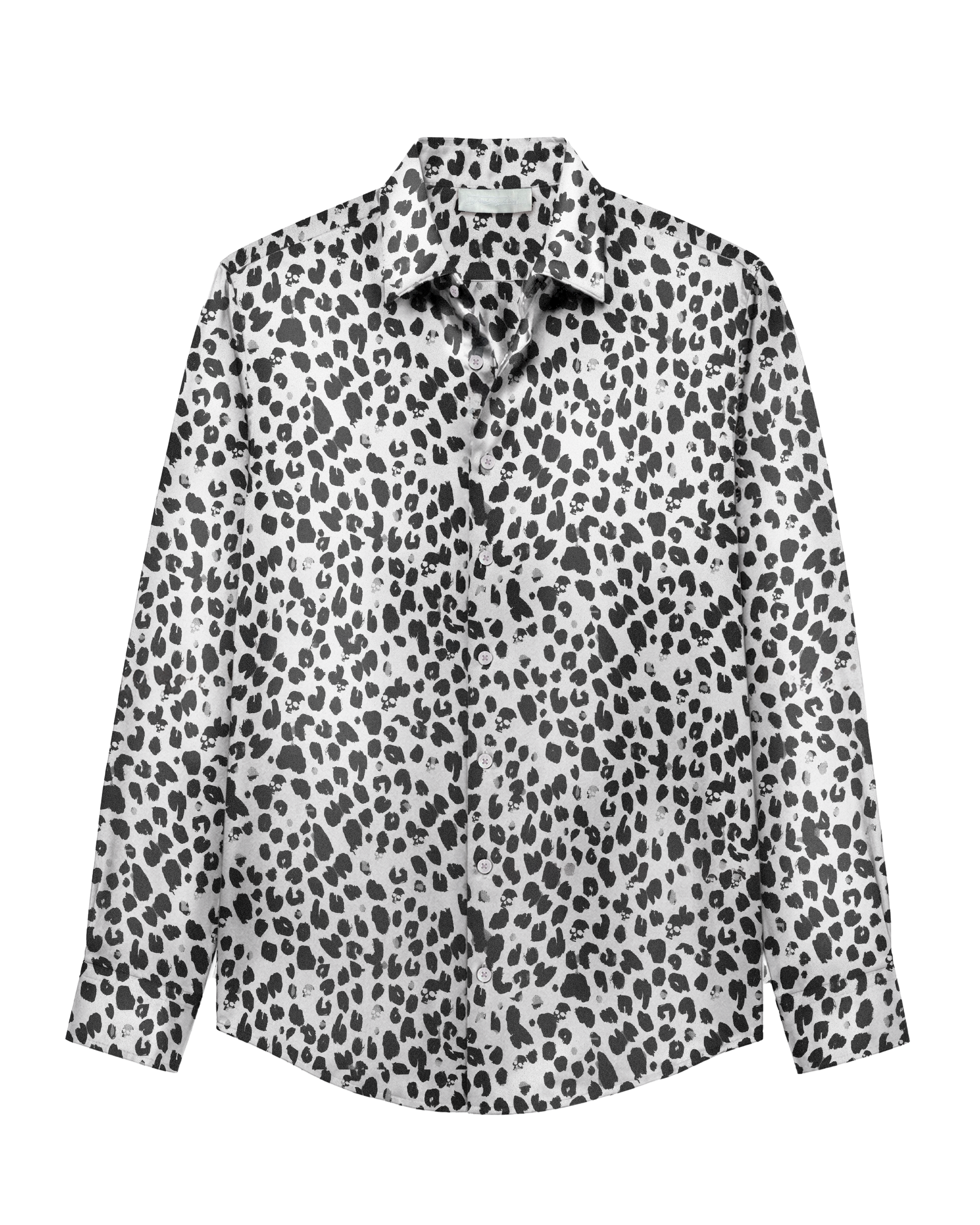 Skull Leopard Shirt in Silk Charmeuse