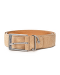 Music Note Motif Belt in Tan Suede