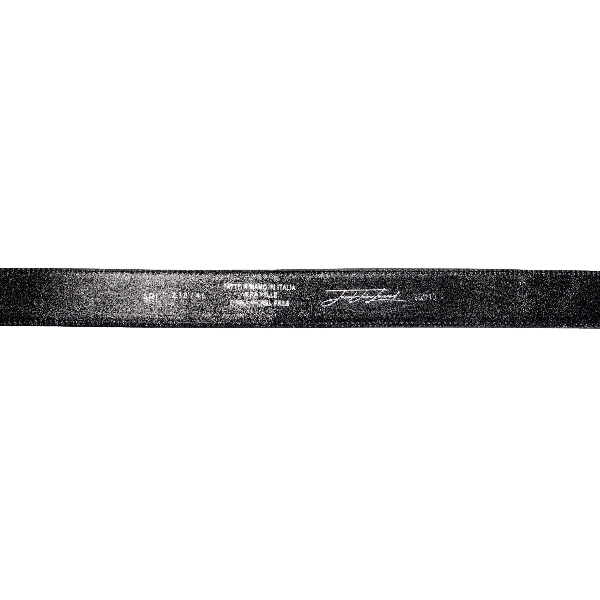 Music Note Motif Belt in Black Leather