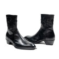 JJL Western Boots in Black Leather with Black Embroidery